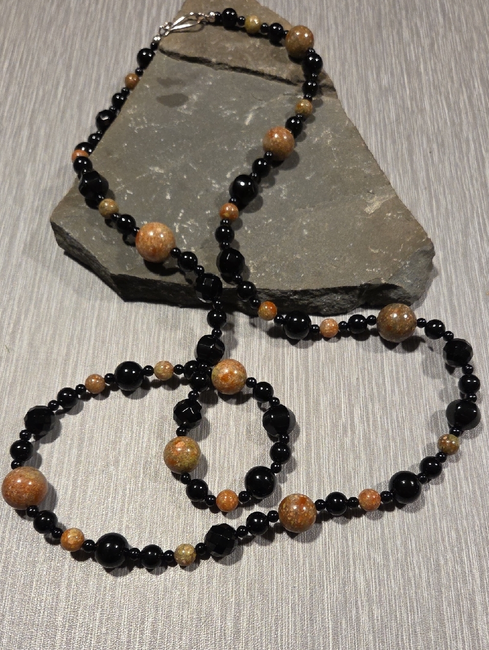 Jay King Onyx, Jasper And Sterling Silver Necklace 40 Inches! NWOT